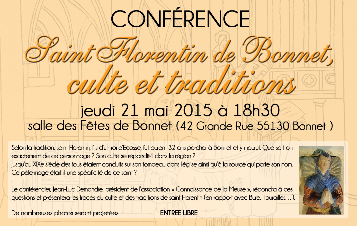Conférence Saint Florentin de Bonnet, jeudi 21 mai à 18h30
