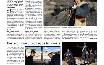 Notre journaliste a joué une paysanne et un Poilu lors de la répétition générale du spectacle des Flammes à la lumière, qui se joue tous les vendredis et samedis soir jusqu’au 27 juillet. Coiffure, costumes, décor, scènes de tranchée, notre photographe l’a suivie dans cette folle soirée dont elle se souviendra longtemps…