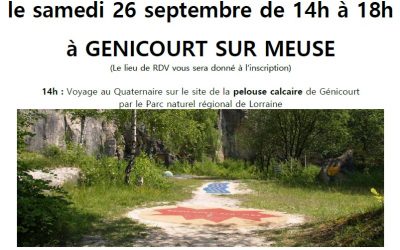 Connaissance de la Meuse vous propose une ballade découverte le samedi 26 septembre de 14h à 18h à GENICOURT SUR MEUSE