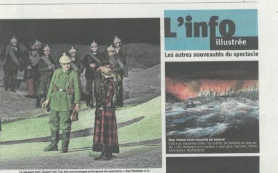 Effets spéciaux et pyrotechnie au service de l’histoire – Double page Est Républicain du 21 juillet 2021
