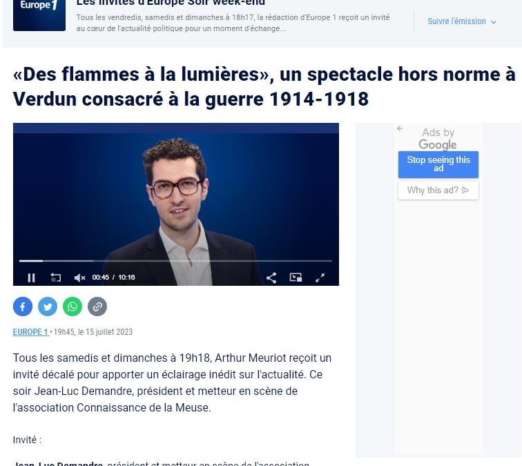«Des flammes à la lumières», un spectacle hors norme à Verdun consacré à la guerre 1914-1918