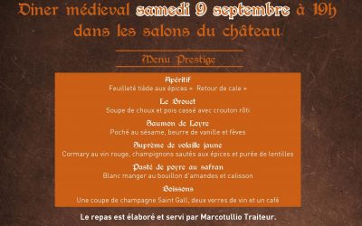 Diner médiéval samedi 9 septembre à 19 h ANNULE