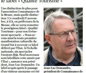 Une distinction de plus pour l’association Connaissance de la Meuse,